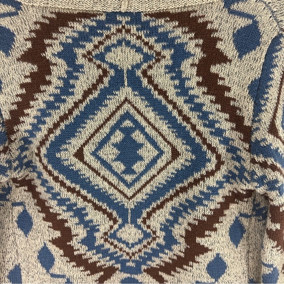 Charlotte Russe Openfront Boho Cardigan Sweater Cotton Blend Brown Blue XS - Picture 4 of 8